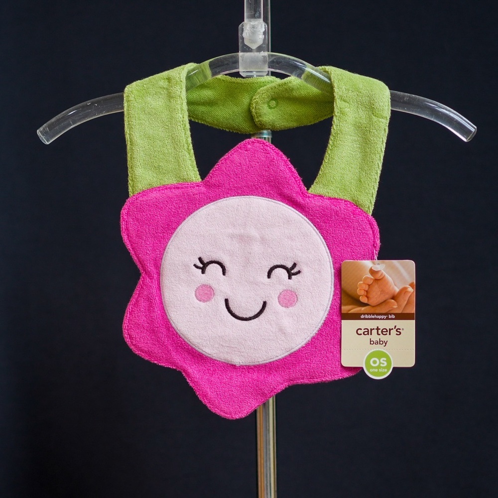 NWT  Baby GIRL - PINK FLOWER TERRY BIB 🌸 ALL SEASONS - EVERY DAY (Q14)